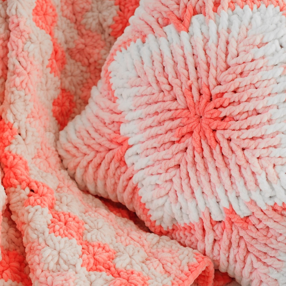 Plush Chunky Crocheted Throw Blanket - Multi Color Options - Himalayan Dolphin - Picture 7 of 7